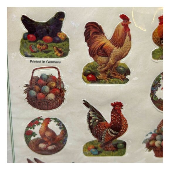 Vintage German Stickers Scrapbook Easter Bunny Hen EF Art No. 8073 Glanzbilder - Picture 6 of 10